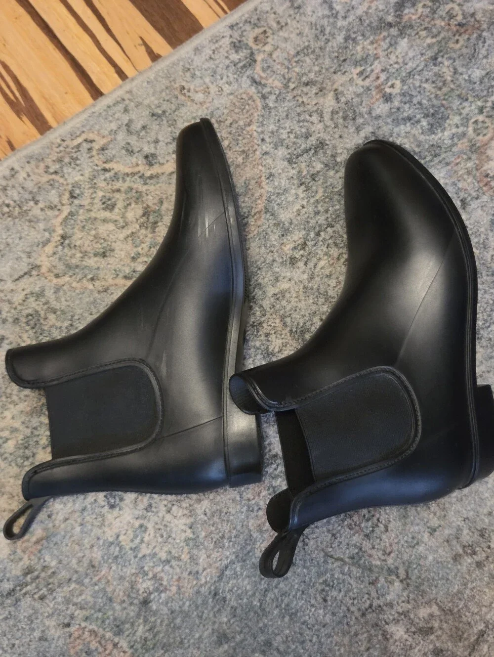 A New Day Black Matte Chelsea Ankle Rain Boots Size 9